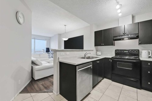 1807-1053 10 Street Sw, Calgary, AB - Indoor Photo Showing Kitchen With Double Sink
