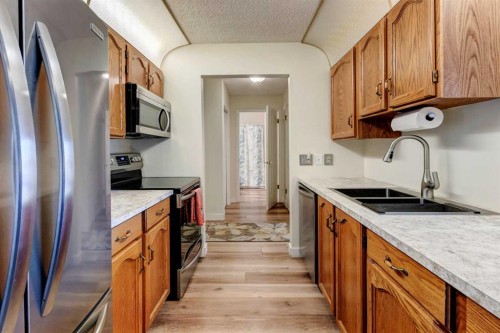 108-309 Woodside Drive Nw, Airdrie, AB - Indoor Photo Showing Kitchen With Double Sink