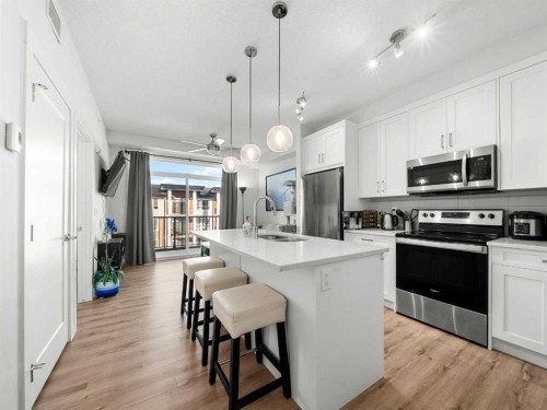 404-25 Walgrove Walk Se, Calgary, AB - Indoor Photo Showing Kitchen With Stainless Steel Kitchen With Upgraded Kitchen