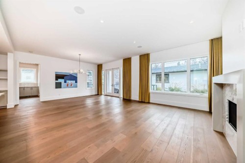 3637 13 Street Sw, Calgary, AB - Indoor Photo Showing Living Room With Fireplace