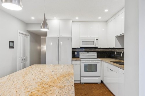 2D-215 2 Street Ne, Calgary, AB - Indoor Photo Showing Kitchen With Double Sink