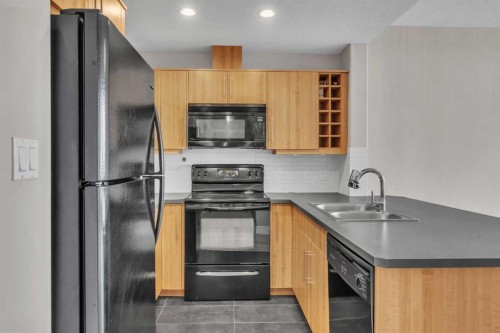 1205-55 Spruce Place Sw, Calgary, AB - Indoor Photo Showing Kitchen With Double Sink