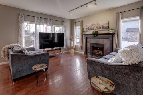 113 Thornleigh Close Se, Airdrie, AB - Indoor Photo Showing Living Room With Fireplace