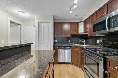 404-728 3 Avenue Nw, Calgary, AB - Indoor Photo Showing Kitchen With Double Sink