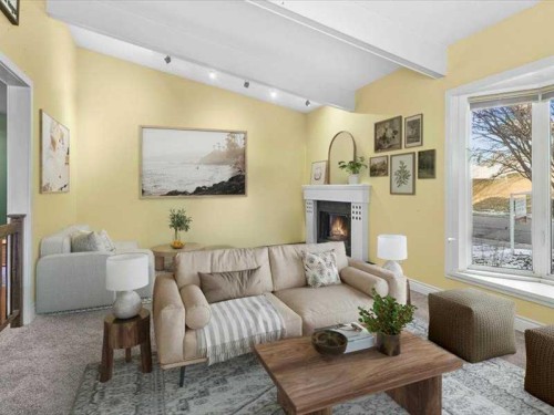 107 Woodford Crescent Sw, Calgary, AB - Indoor Photo Showing Living Room With Fireplace