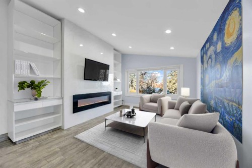 11 Selkirk Drive Sw, Calgary, AB - Indoor Photo Showing Living Room With Fireplace