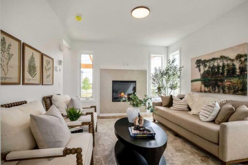 642 Cottageclub Bend, Rural Rocky View County, AB - Indoor Photo Showing Living Room With Fireplace
