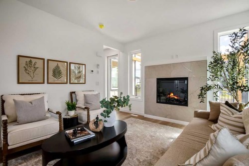 642 Cottageclub Bend, Rural Rocky View County, AB - Indoor Photo Showing Living Room With Fireplace