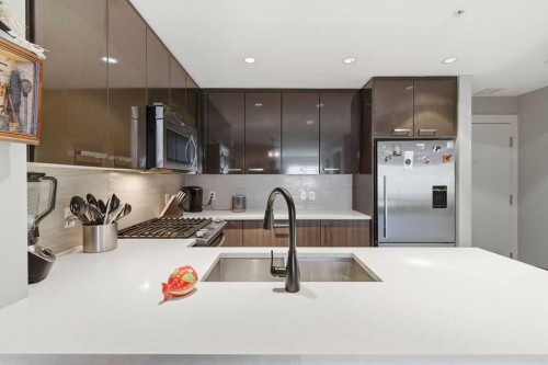 327-510 Edmonton Trail Ne, Calgary, AB - Indoor Photo Showing Kitchen With Double Sink With Upgraded Kitchen