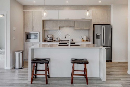 315-138 Sage Valley Common Nw, Calgary, AB - Indoor Photo Showing Kitchen With Stainless Steel Kitchen With Upgraded Kitchen