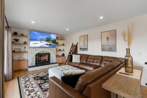 42 Douglas Woods Way Se, Calgary, AB - Indoor Photo Showing Living Room With Fireplace
