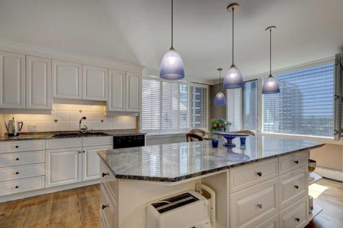 1102D-500 Eau Claire Avenue Sw, Calgary, AB - Indoor Photo Showing Kitchen With Upgraded Kitchen