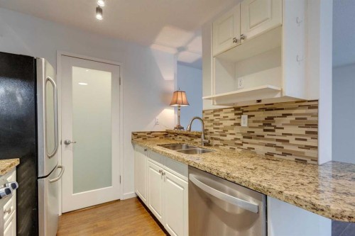 205-715 15 Avenue Sw, Calgary, AB - Indoor Photo Showing Kitchen With Double Sink