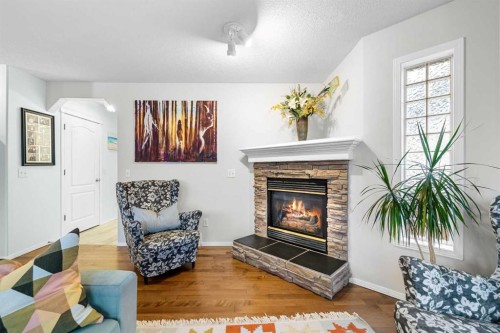 62 Canoe Circle Sw, Airdrie, AB - Indoor Photo Showing Living Room With Fireplace