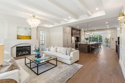 3708 8 Avenue Nw, Calgary, AB - Indoor Photo Showing Living Room With Fireplace