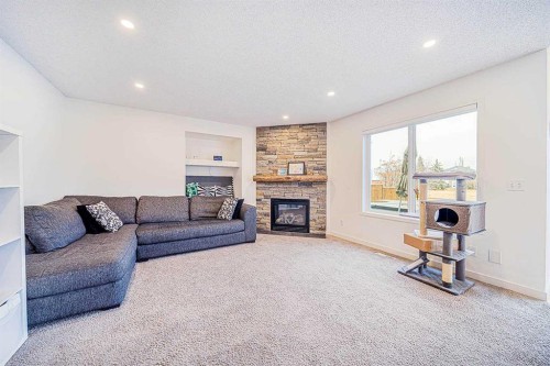30 Chapalina Park Crescent Se, Calgary, AB - Indoor Photo Showing Living Room With Fireplace