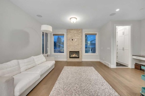 1708 23 Avenue Nw, Calgary, AB - Indoor Photo Showing Living Room With Fireplace