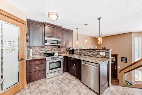 203 Hidden Spring Green Nw, Calgary, AB - Indoor Photo Showing Kitchen With Stainless Steel Kitchen With Upgraded Kitchen