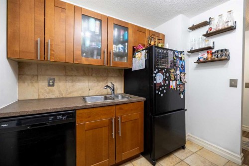 208-4944 Dalton Drive Nw, Calgary, AB - Indoor Photo Showing Kitchen With Double Sink