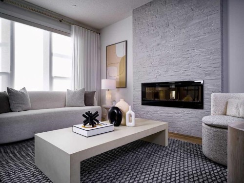 15353 1 Street Nw, Calgary, AB - Indoor Photo Showing Living Room With Fireplace