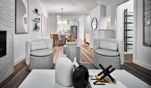 15353 1 Street Nw, Calgary, AB - Indoor Photo Showing Living Room With Fireplace