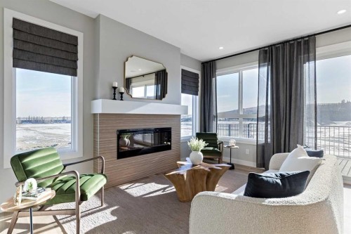 8 Creekview Manor Sw, Calgary, AB - Indoor Photo Showing Living Room With Fireplace