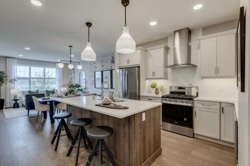 92 Creekside Street Sw, Calgary, AB - Indoor Photo Showing Kitchen With Upgraded Kitchen