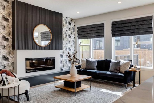 177 Mitchell Road Nw, Calgary, AB - Indoor Photo Showing Living Room With Fireplace