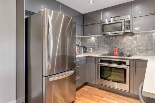 219-1110 3 Avenue, Calgary, AB - Indoor Photo Showing Kitchen With Stainless Steel Kitchen With Upgraded Kitchen