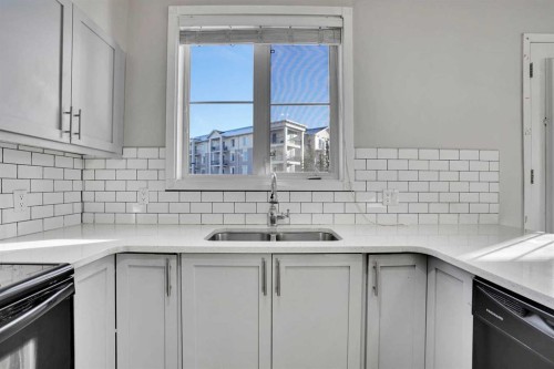 1119-333 Taravista Drive Ne, Calgary, AB - Indoor Photo Showing Kitchen With Double Sink