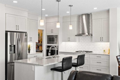 492 Chinook Gate Square Sw, Airdrie, AB - Indoor Photo Showing Kitchen With Upgraded Kitchen