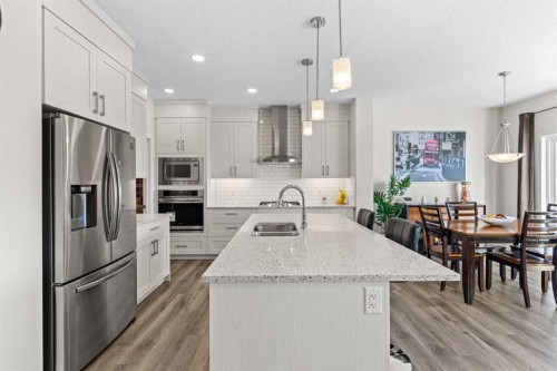 492 Chinook Gate Square Sw, Airdrie, AB - Indoor Photo Showing Kitchen With Double Sink With Upgraded Kitchen