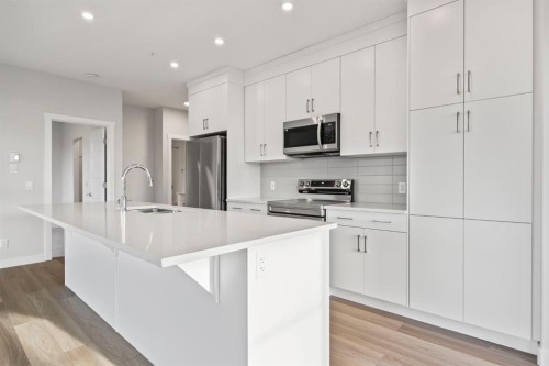 2202-2117 81 Street Sw, Calgary, AB - Indoor Photo Showing Kitchen With Stainless Steel Kitchen With Upgraded Kitchen