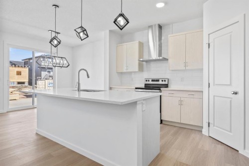 2321 Lancaster Heights Se, Airdrie, AB - Indoor Photo Showing Kitchen With Upgraded Kitchen