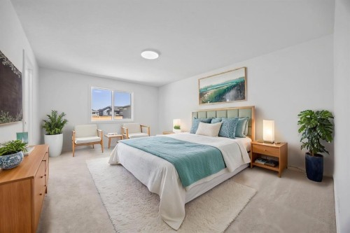 2321 Lancaster Heights Se, Airdrie, AB - Indoor Photo Showing Bedroom