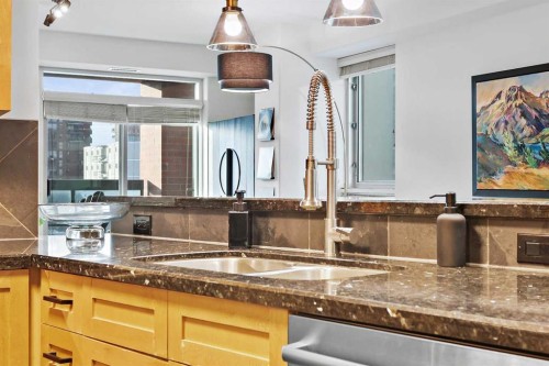 305-836 15 Avenue Sw, Calgary, AB - Indoor Photo Showing Kitchen With Double Sink