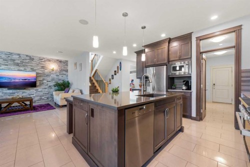 2233 Bayside Circle Sw, Airdrie, AB - Indoor Photo Showing Kitchen With Stainless Steel Kitchen With Upgraded Kitchen