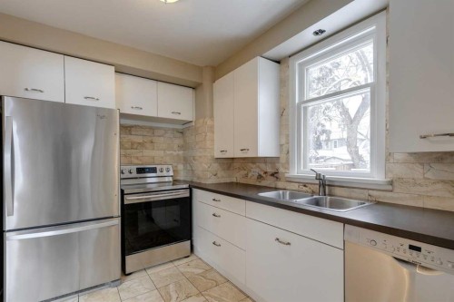 3226 7 Street Sw, Calgary, AB - Indoor Photo Showing Kitchen With Double Sink