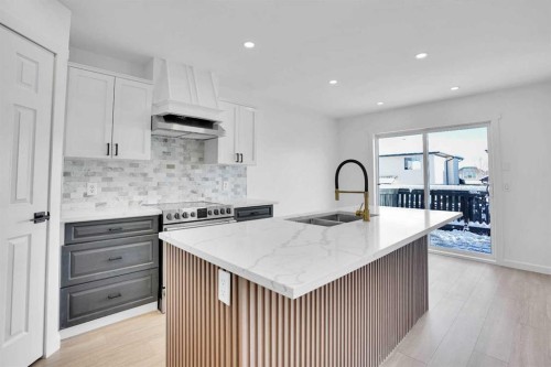 30 New Brighton Circle Se, Calgary, AB - Indoor Photo Showing Kitchen With Double Sink With Upgraded Kitchen