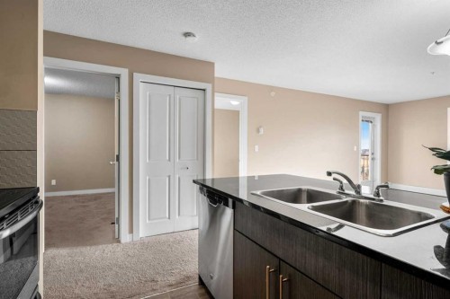 412-5 Saddlestone Way Ne, Calgary, AB - Indoor Photo Showing Kitchen With Double Sink