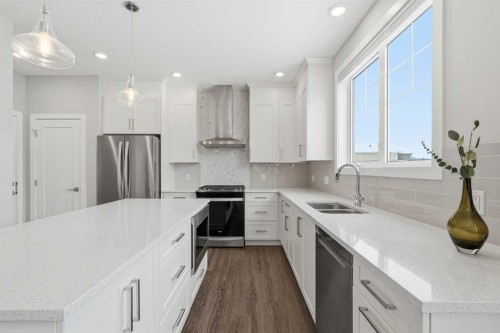 204-20 Silverado Crest Park Sw, Calgary, AB - Indoor Photo Showing Kitchen With Double Sink With Upgraded Kitchen