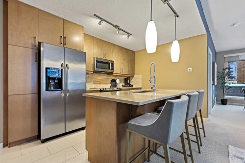 202-1320 1 Street Se, Calgary, AB - Indoor Photo Showing Kitchen With Stainless Steel Kitchen