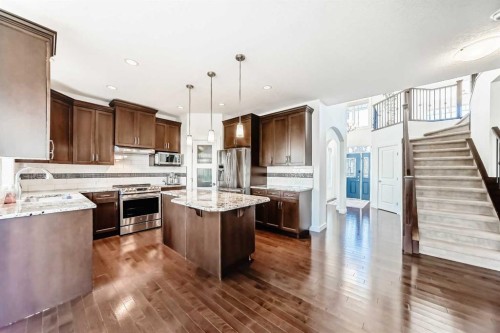136 Aspenmere Close, Chestermere, AB - Indoor Photo Showing Kitchen With Stainless Steel Kitchen With Upgraded Kitchen