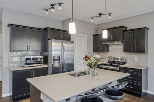216 Copperpond Green Se, Calgary, AB - Indoor Photo Showing Kitchen With Double Sink With Upgraded Kitchen