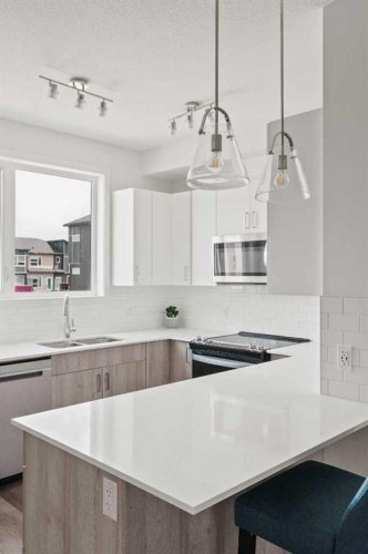 405-301 Redstone Boulevard Ne, Calgary, AB - Indoor Photo Showing Kitchen With Upgraded Kitchen