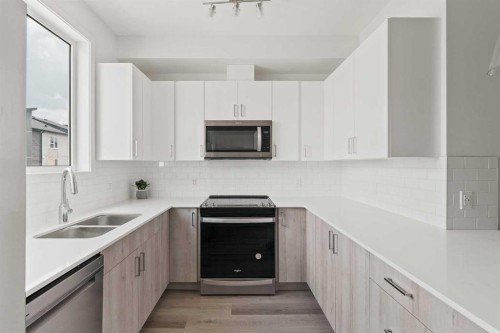 405-301 Redstone Boulevard Ne, Calgary, AB - Indoor Photo Showing Kitchen With Double Sink