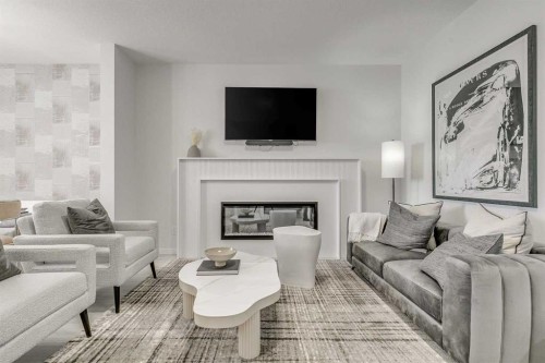 80 Lucas Common Nw, Calgary, AB - Indoor Photo Showing Living Room With Fireplace