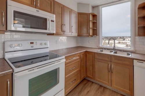 1501-145 Point Drive Nw, Calgary, AB - Indoor Photo Showing Kitchen With Double Sink