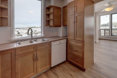 1501-145 Point Drive Nw, Calgary, AB - Indoor Photo Showing Kitchen With Double Sink