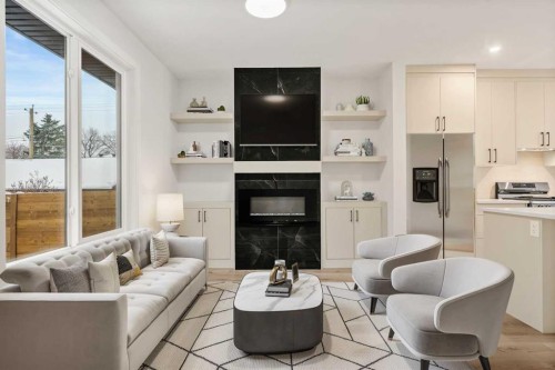 2354 7 Street Nw, Calgary, AB - Indoor Photo Showing Living Room With Fireplace